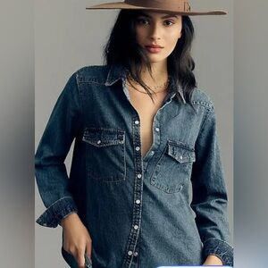 NWT PILCRO THE DANNIE CLASSIC DENIM SHIRT ANTHROPOLOGIE